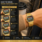 Gold Vintage Digital Watch — Retro LCD | Gold Bracelet