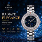NEWFANDE Celeste Silver — Crystal Bezel Bracelet Watch