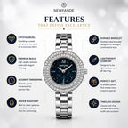 NEWFANDE Celeste Silver — Crystal Bezel Bracelet Watch