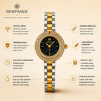 NEWFANDE Duo Celeste — Crystal Bezel Two-Tone Bracelet Watch