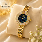 NEWFANDE Golden Celeste — Crystal Bezel Bracelet Watch | Gold