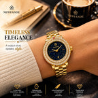 NEWFANDE Golden Celeste — Crystal Bezel Bracelet Watch | Gold