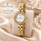 NEWFANDE Pearl Gold — Crystal Bezel Bracelet Watch | Mother of Pearl