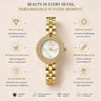 NEWFANDE Pearl Gold — Crystal Bezel Bracelet Watch | Mother of Pearl