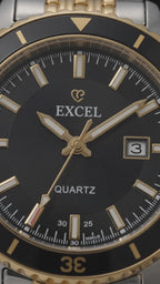 EXCEL Gold Chronograph Watch — Tachymeter | Black Dial