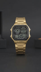 SKMEI Heritage — Retro Digital Watch | Gold Steel
