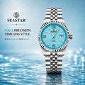 SEASTAR Aqua Fluted — Fluted Bezel Classic Watch | Steel Bracelet