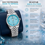 SEASTAR Aqua Fluted — Fluted Bezel Classic Watch | Steel Bracelet