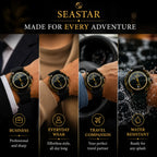 SEASTAR Dual-Timezone Bezel Diver Watch — Two-Tone Brown Dial