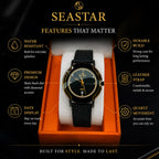 SEASTAR Dual-Timezone Bezel Diver Watch — Two-Tone Brown Dial