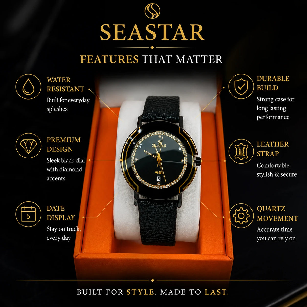 SEASTAR Dual-Timezone Bezel Diver Watch — Two-Tone Brown Dial