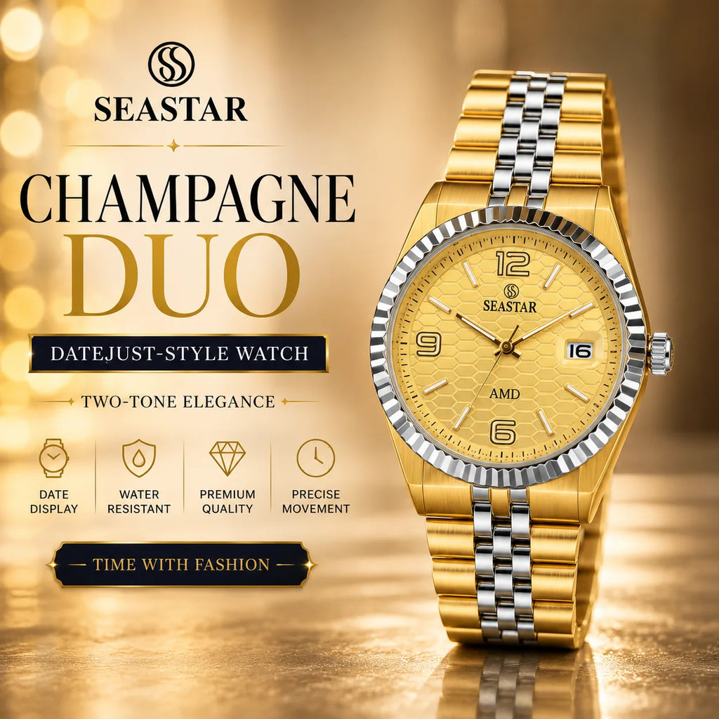 SEASTAR Champagne Duo — Fluted Bezel Classic Watch | Two-Tone