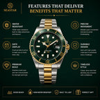 SEASTAR Emerald Duo — Rotating Bezel Dive Diver Watch | Two-Tone