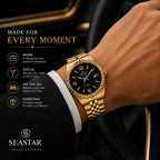 SEASTAR Gold Fluted — Fluted Bezel Classic Watch | Gold Bracelet