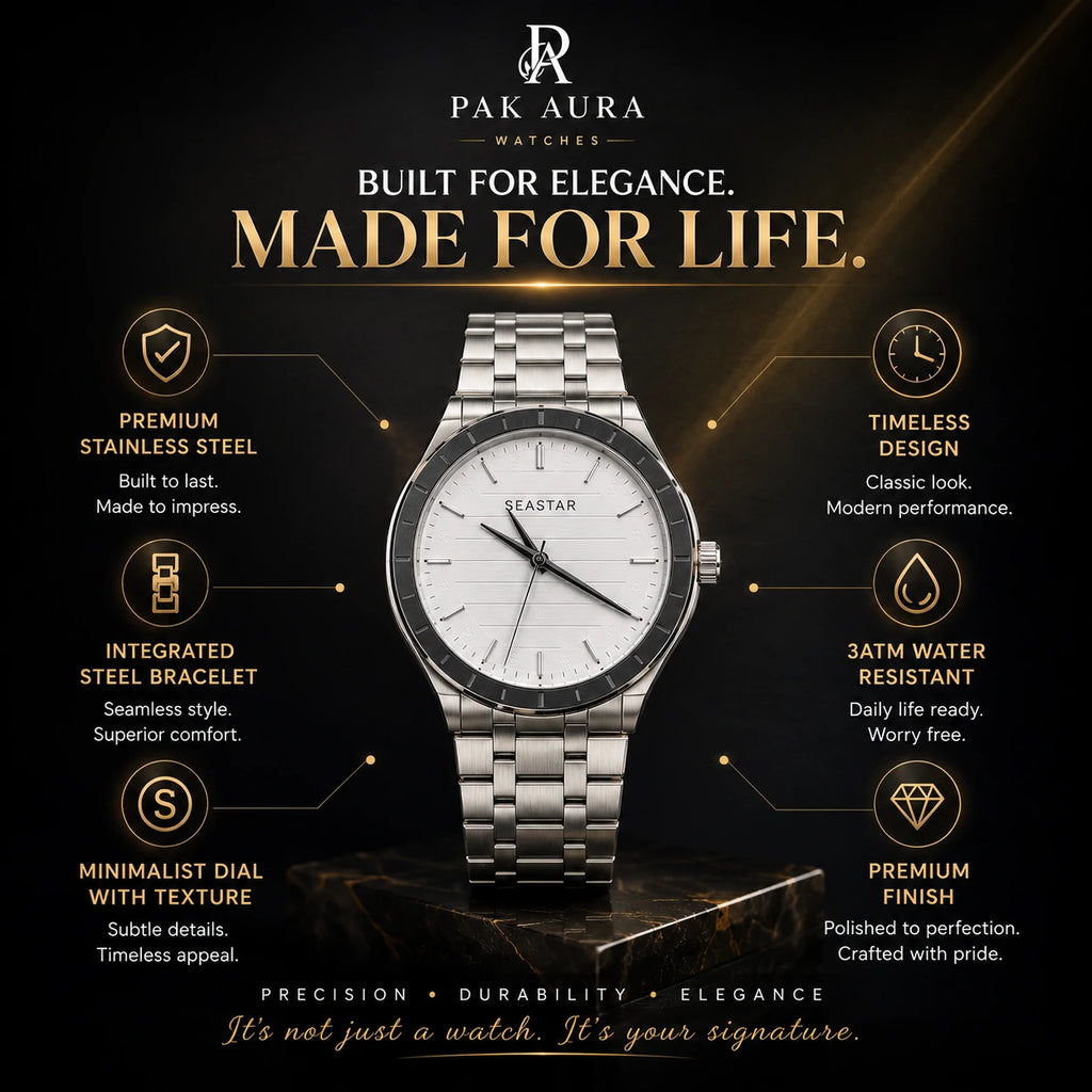 SEASTAR Horizon Steel — Integrated Bracelet Watch | Silver