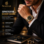 SEASTAR Noir Diamond — Fluted Bezel Classic Watch | Two-Tone