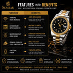 SEASTAR Noir Diamond — Fluted Bezel Classic Watch | Two-Tone