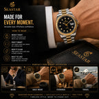 SEASTAR Noir Diamond — Fluted Bezel Classic Watch | Two-Tone