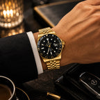 SEASTAR Noir Gold — GMT Diver Watch | Gold Bracelet