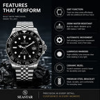 SEASTAR Onyx Steel — GMT Diver Watch | Steel Bracelet