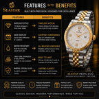 SEASTAR Pearl Duo — Fluted Bezel Classic Watch | Two-Tone