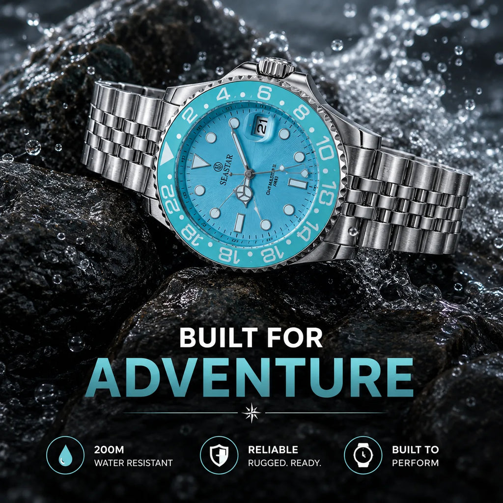 SEASTAR Turquoise Tide — GMT Diver Watch | Steel Bracelet