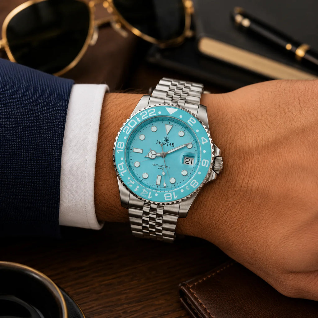 SEASTAR Turquoise Tide — GMT Diver Watch | Steel Bracelet