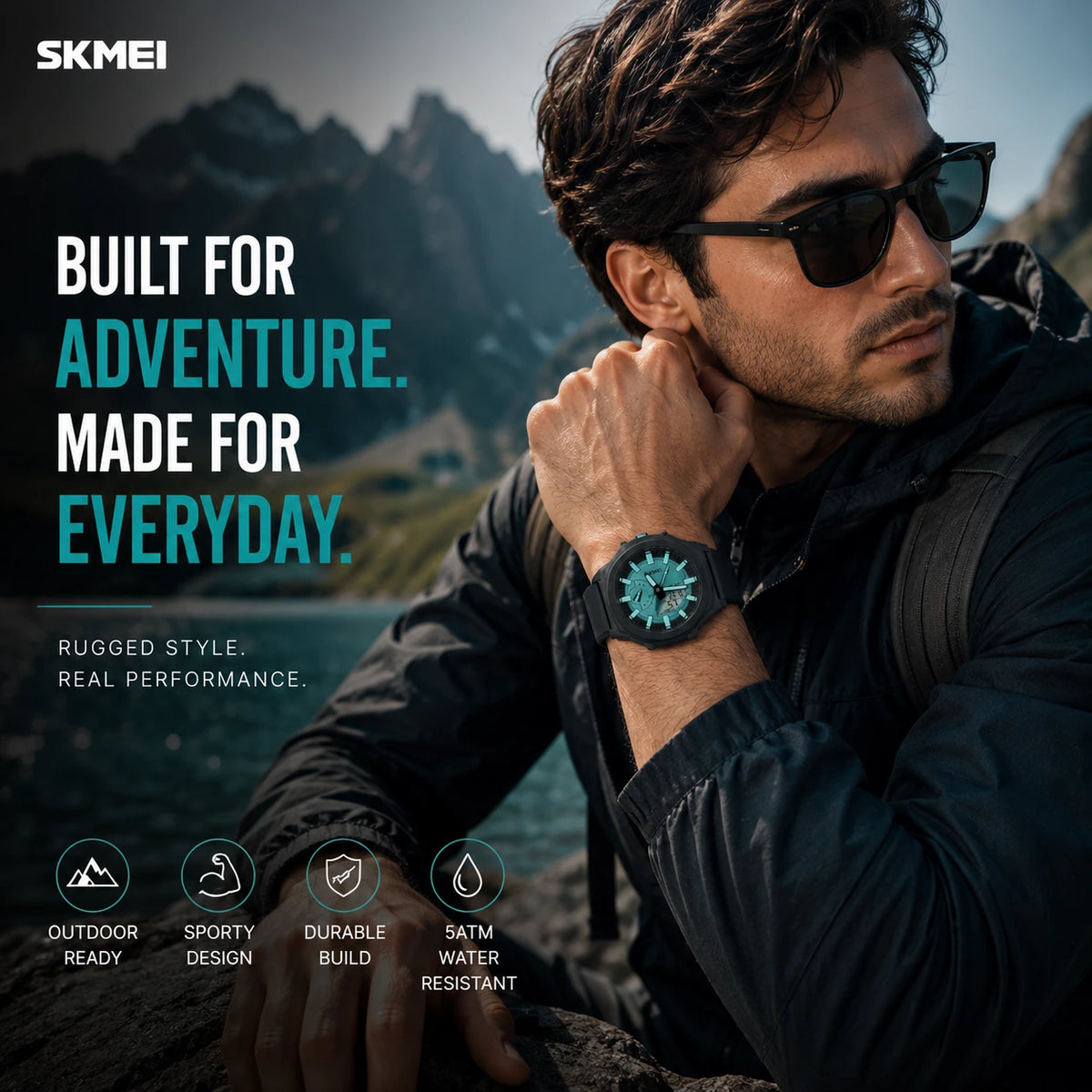 SKMEI Rugged Sport Ana-Digi Watch — Teal Dial