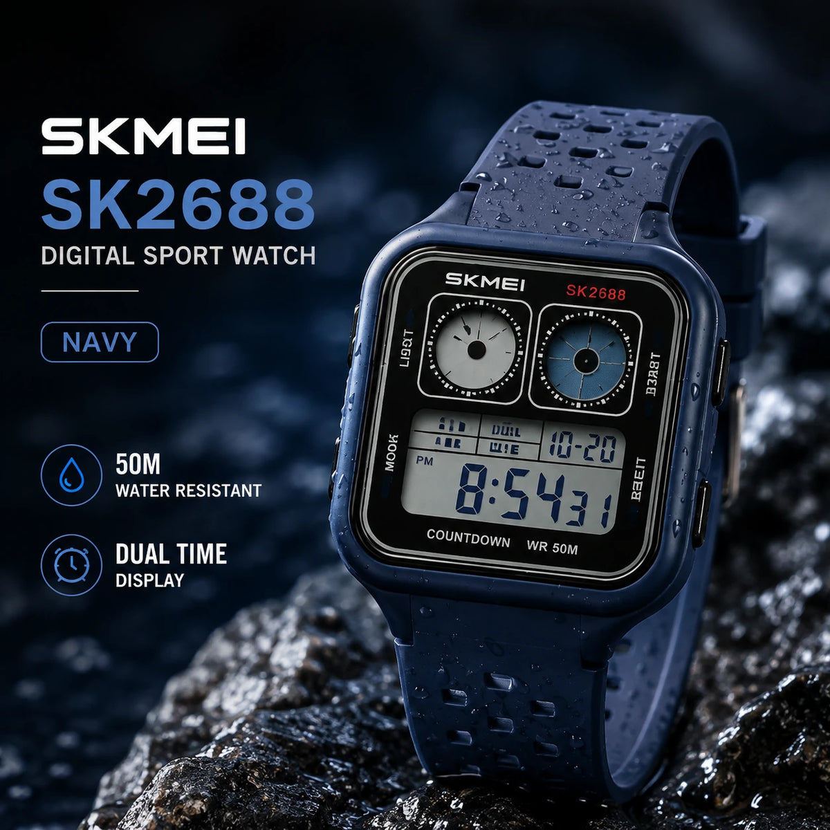 SKMEI SK2688 Digital Sport Watch — Navy